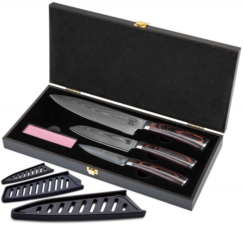 Zeuß Chefmesser Santokumesser Set Damastmesser Küchenmesser LH Lifestyle Kochmesser